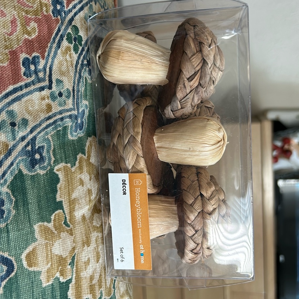 Decorative rattan mushrooms. Honeybloom from at Home   Orig $14.99.